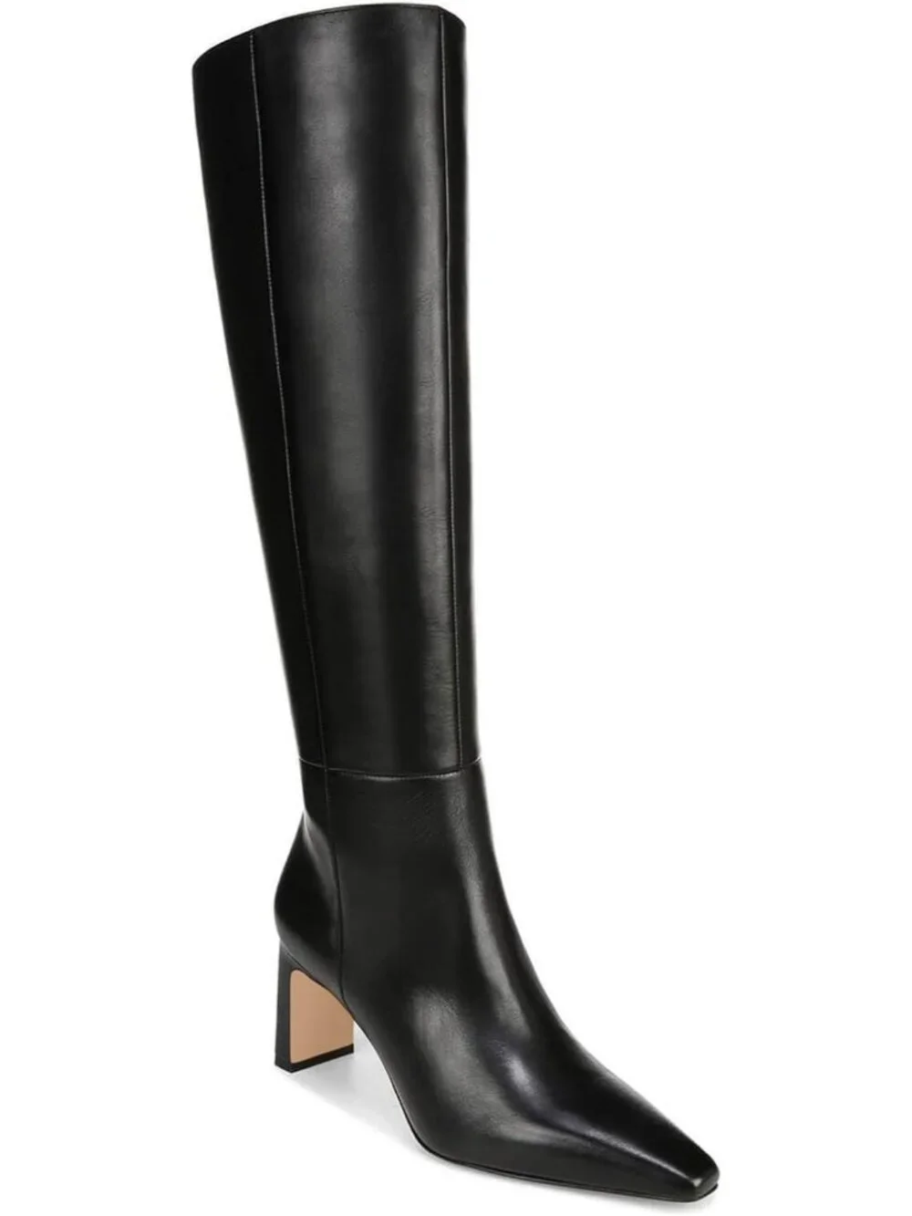 Women's Cool Black Chunky Heel Pointed Toe Faux Suede Side Zipper Knee High Boot